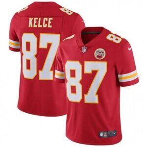 Mens Youths 87 Travis Kelce Red Vapor Stitched Jersey